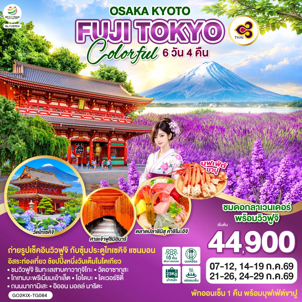 ทัวร์ญี่ปุ่น OSAKA KYOTO FUJI TOKYO COLORFUL 6วัน 4คืน (TG)